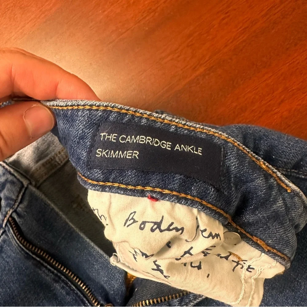 Boden Blue Denim Jeans Cambridge Ankle Skimmer Womens size 4P Cutoff Colorblock - Picture 5 of 9